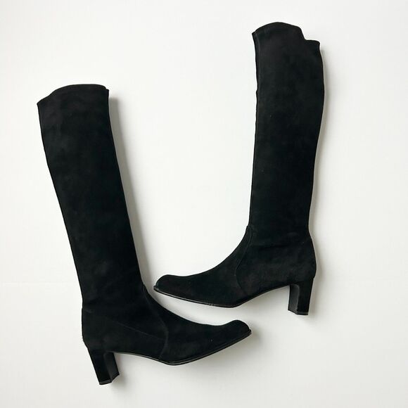 Stuart Weitzman Tall Black Suede Sock Boots Size 10 N - Picture 10 of 10